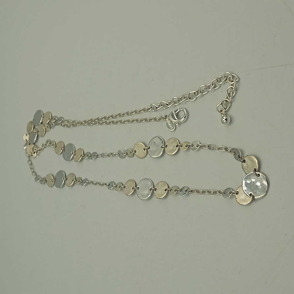 Chico's Silver Disc Chain Link Necklace - Picture 1 of 4